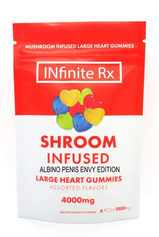 INfinite Rx Shroom Infused Albino Penis Envy Edition Large Heart Gummies Edibles (4000mg)
